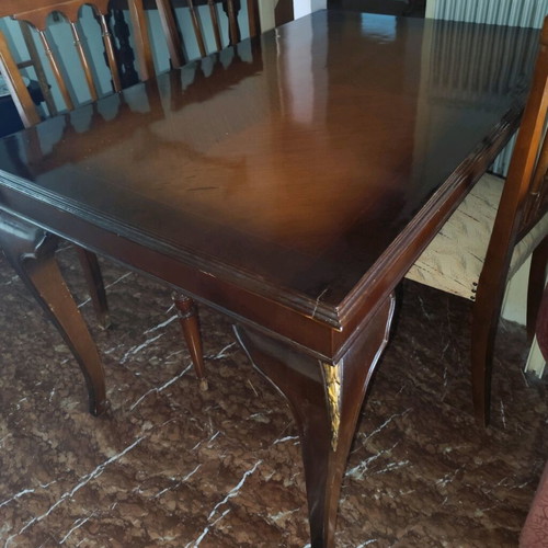 Classic solid wood dining table with six chairs used in very good condition