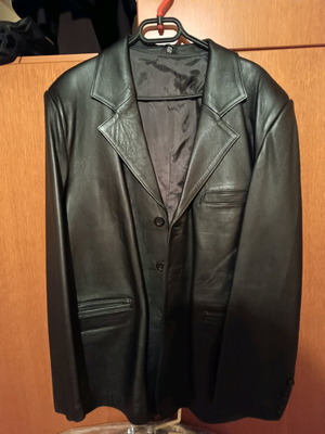 Men's leather jacket like new, black, XXL