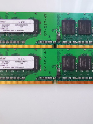 Μνήμες DDR2 Kingston KVR800D2N5/1G 1GB μεταχειρισμένες για σταθερό υπολογιστή