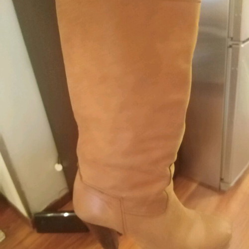 Camel leather boots used with lug sole and 7cm heel size 39