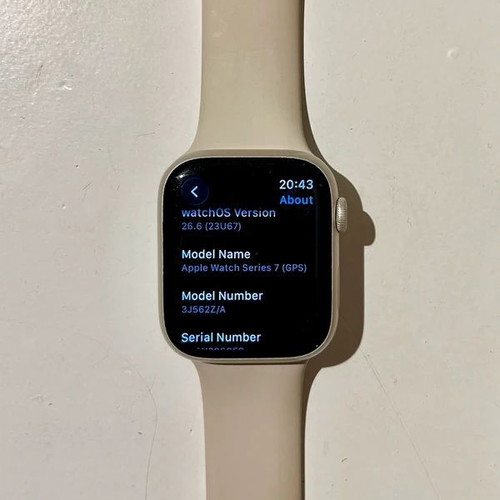 Apple Watch Series 7 GPS 45mm Starlight with charger and strap