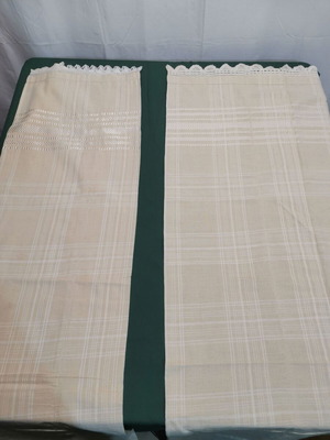 Pair of woven bed sheets with crochet lace used, 1950s era