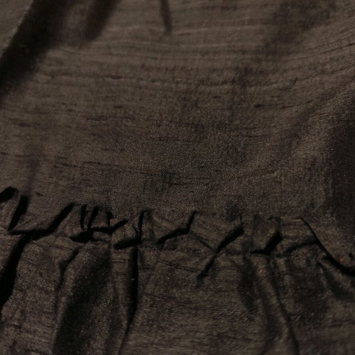 Black raw silk skirt new with flounce and lace trim