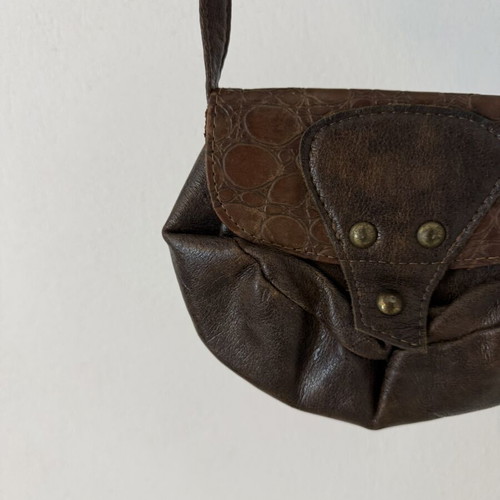 Leather Mini Bag crossbody brown like new, 90s forest fairy style