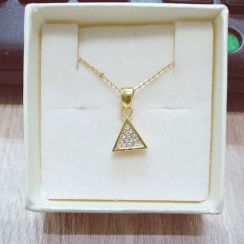 Silver pendant triangle 925° gold plated with white zircons new