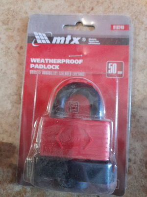 MTX Weatherproof Padlock 50mm with Key new