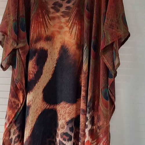 Rima Beachwear asymmetrical kaftan new, one size up to 3XL, brown and green