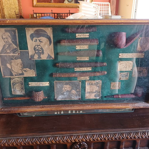 Vintage Sherlock Holmes Shadow Box Wall Decor with Tobacco Theme