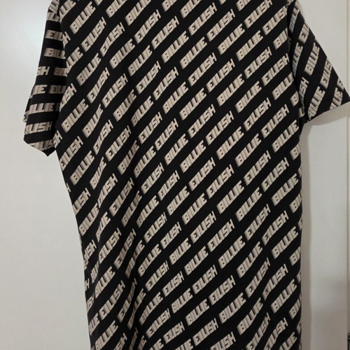 Billie Eilish Oversized T-Shirt black with beige all-over print like new