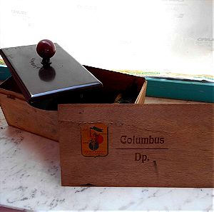 Κουτί Παλιό με Εργαλεία για Αναπαραγωγή Λιθογραφικών Ανατυπώσεων, της Εταιρείας Columbus, για Μουσειακή Χρήση ή Διακόσμηση.