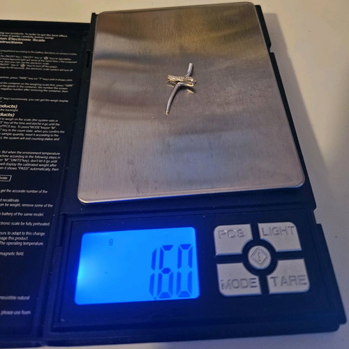 White gold 14K cross with small stones, like new