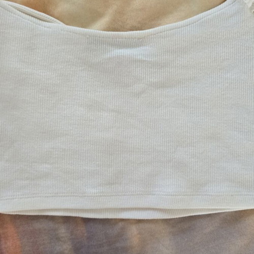 Zara white off-shoulder crop top with puffed eyelet sleeves