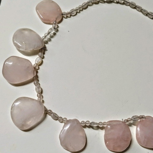 Rose quartz necklace new, length 46cm + 4cm chain