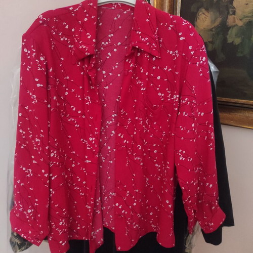 Vintage shirt with shoulder pads, like new, size L, red pink