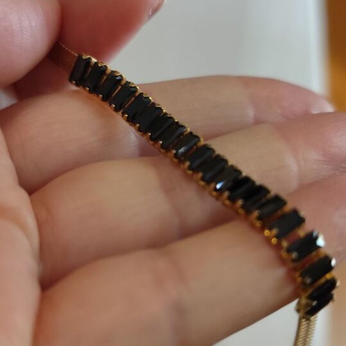 Gold Bracelet with Black Zircons like new