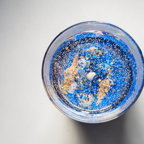 Handmade Gel Candle Sea Bottom with Real Shells and Wood and Salt Scent