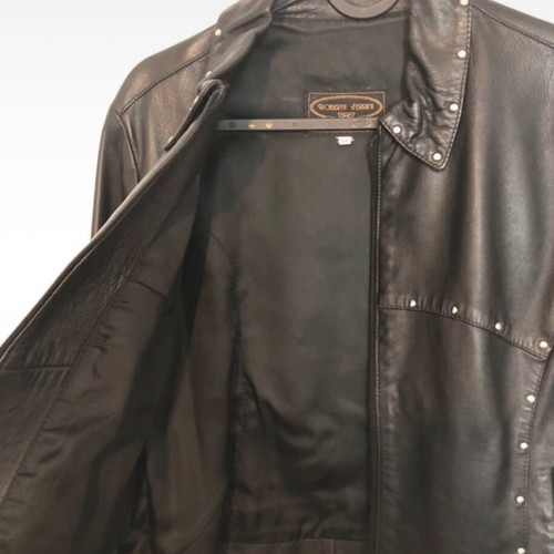 Roberta Ferrini black leather short jacket with studs like new, size 44