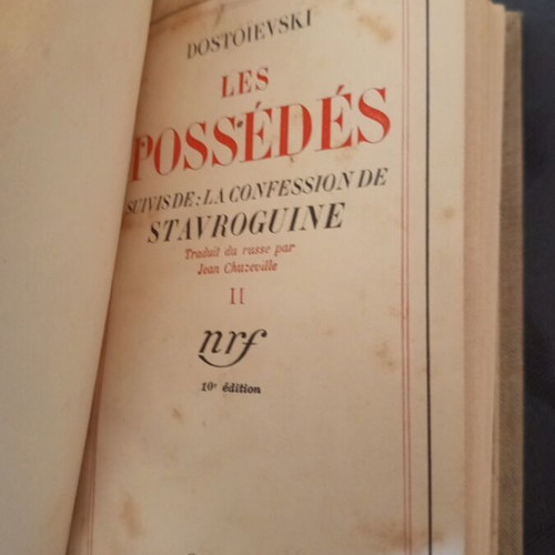 The Demons by Fyodor Dostoevsky French book used, 1937, second volume