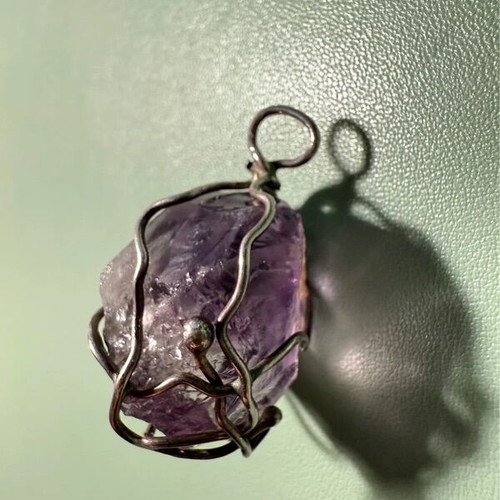 Handmade pendant with amethyst semi-precious stone like new