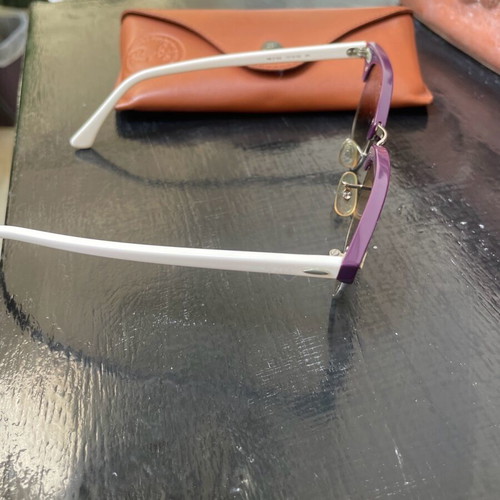 Ray Ban Clubmaster sunglasses with white arm and purple detail like new