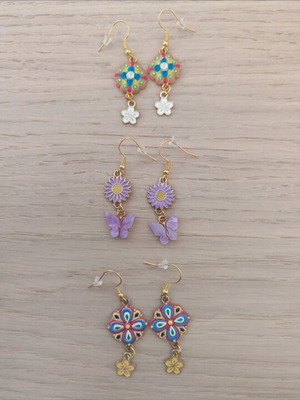 Dangling earrings new, 3 pairs multicolored