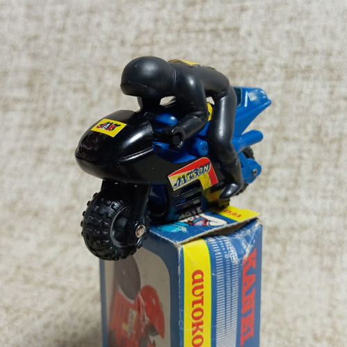 Kivi Blue Motorcycle with Rider new, with box, vintage