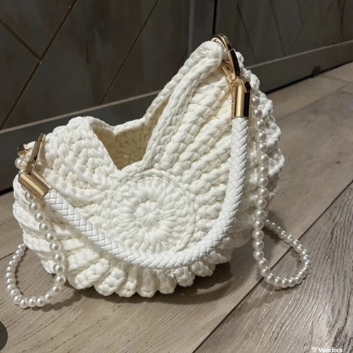 Suelo Bag handmade, new, shoulder, white, 26x26 cm