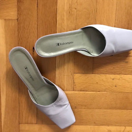 Kalogirou purple leather mules refurbished, size 38.5