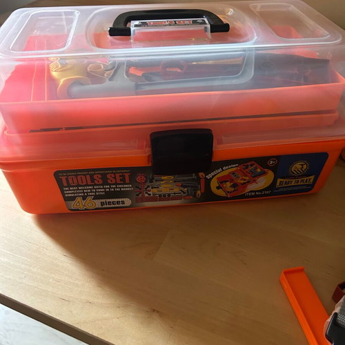 Children's tool kit used, large case with compressor and accessories