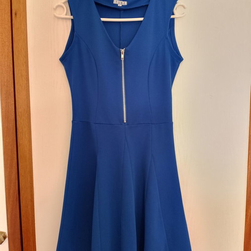Blue dress mini with chest zipper like new, size M