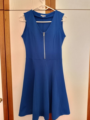 Blue dress mini with chest zipper like new, size M