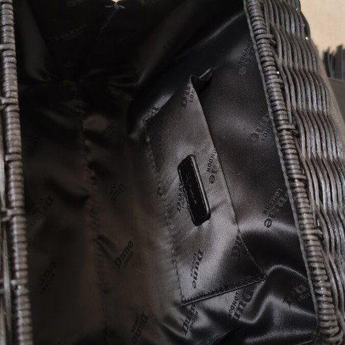 Dune London shoulder bag like new, black leather and straw