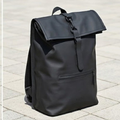 Rains Roll Top Rucksack waterproof, like new, black unisex backpack