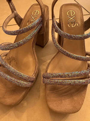 Exe Women's Sandals Used Nude With Pink Gold And Strass Size 36