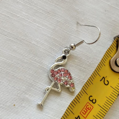 Flamingo Earrings new, silver pink stainless steel