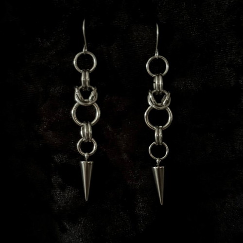 Chainmail alternative dangle earrings, stainless steel, handmade new