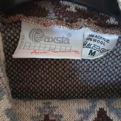 Raxsta knitted sweater with ethnic aztec pattern, multicolor beige