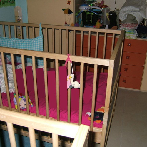 IKEA baby cot used 70x140 blue and natural beech wood