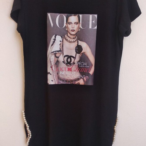 Summer dress black with pearl and strass details, like new