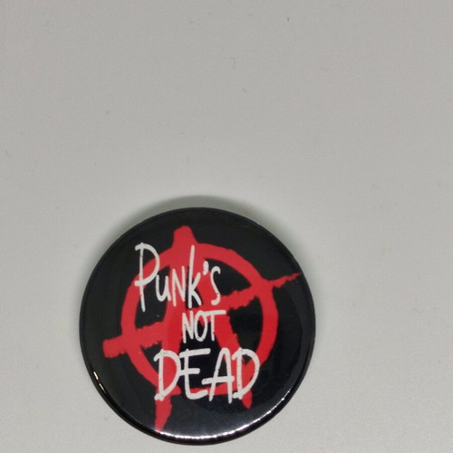Punk s not dead pin new, black and red