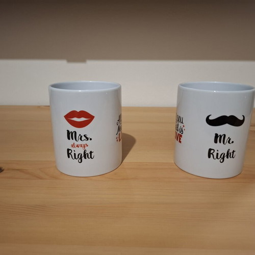 Mr. Right & Mrs. Always Right mug set new, porcelain, pack of 2