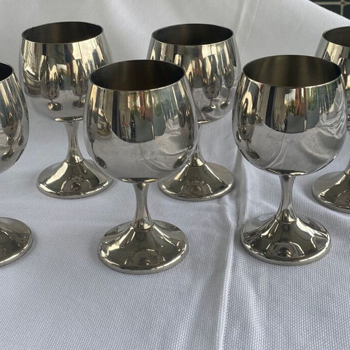 Set of 6 silver-plated Effepi aperitif glasses like new, Italian