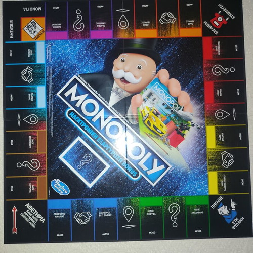 Monopoly board game with electronic card
