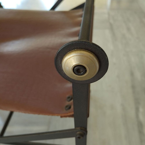 Neokatoikein armchair used, leather and iron, vintage