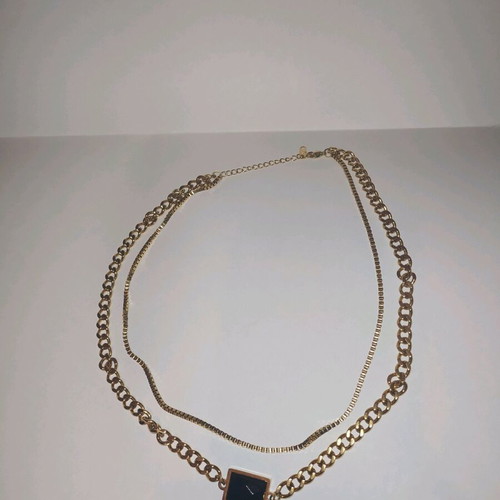 Double stainless steel necklace like new with black detail