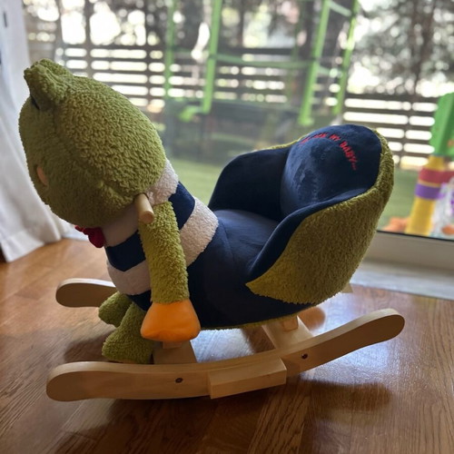 Rocking frog with seat like new, wooden base