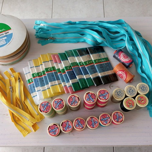 Vintage sewing materials set 59 pieces new in packaging