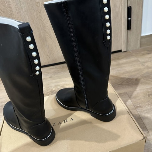 Zara boots with pearls, size 37, black