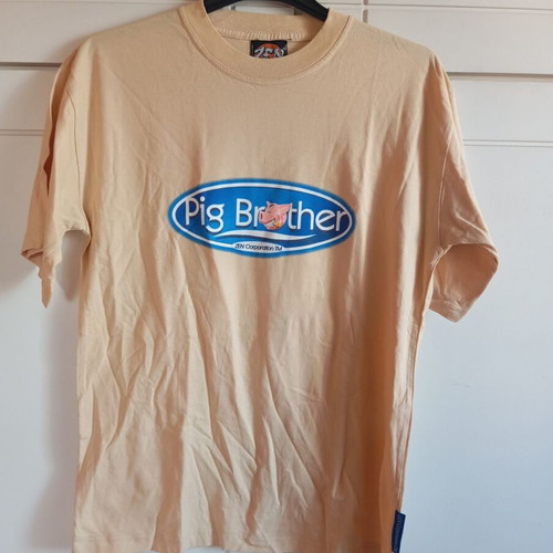 Vintage humorous t shirt Pig Brother, like new, size L-XL, apricot
