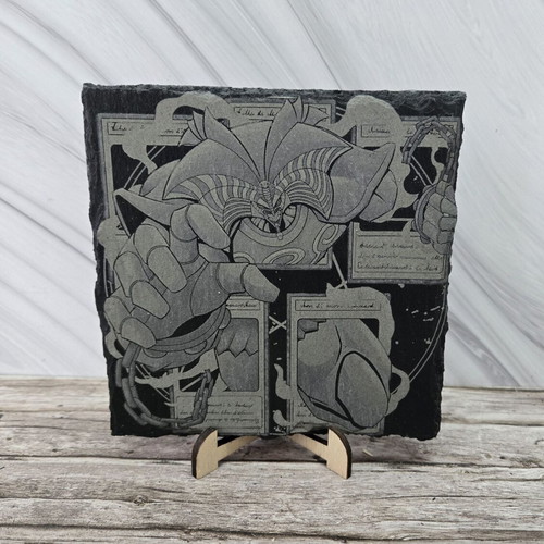 Engraved Yu-Gi-Oh! volcanic tile new, size 13x13 cm